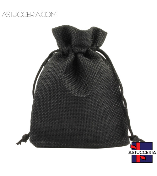 Sacchetti Regalo Di Juta Doppio Laccio  9x12cm 20pz Nero