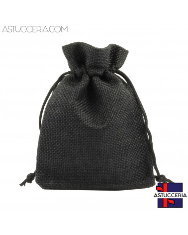 Sacchetti Regalo Di Juta Doppio Laccio  9x12cm 20pz Nero