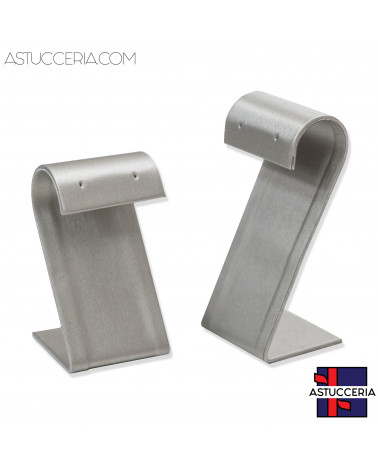 Espositore Per Orecchini Linea LUXURY Pannello Curvo 2 Fori H 70mm H 90mm 2 pezzi Similpelle Argento