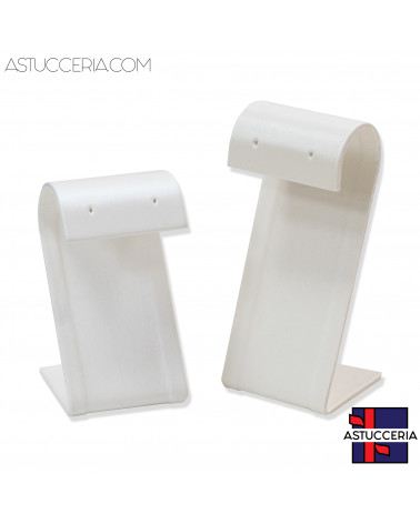 Espositore Per Orecchini Linea LUXURY Pannello Curvo 2 Fori H 70mm H 90mm 2 pezzi Similpelle Bianco Perla