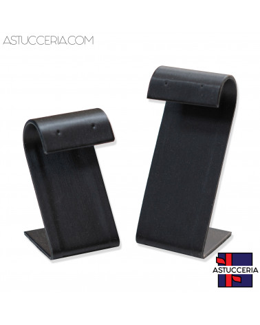 Espositore Per Orecchini Linea LUXURY Pannello Curvo 2 Fori H 70mm H 90mm 2 pezzi Similpelle Nero