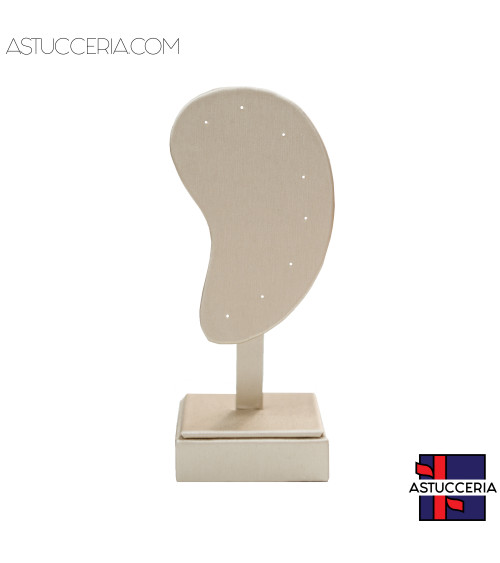Espositore Per Orecchini Linea LUXURY Orecchio 55x140mm 1pz Similpelle Fibra Beige Oro
