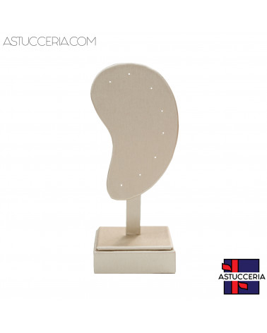 Espositore Per Orecchini Linea LUXURY Orecchio 55x140mm 1pz Similpelle Fibra Beige Oro