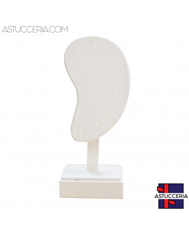 Espositore Per Orecchini Linea LUXURY Orecchio 55x140mm 1pz Similpelle Fibra Bianco Perla