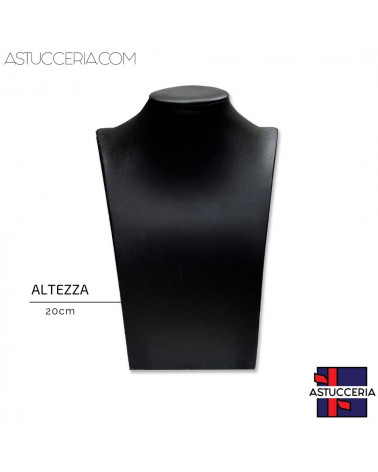 Espositore Per Collane Collo Busto Linea ELITE Altezza 20cm Similpelle Fibra Nero