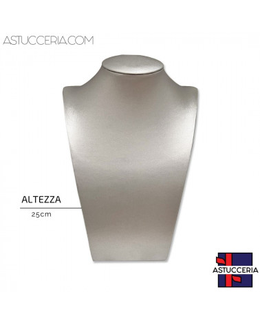 Espositore Per Collane Collo Busto Linea ELITE Altezza 25cm Similpelle Fibra Argento