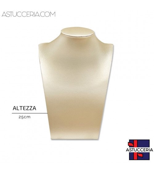 Espositore Per Collane Collo Busto Linea ELITE Altezza 25cm Similpelle Fibra Beige Oro