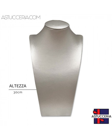 Espositore Per Collane Collo Busto Linea ELITE Altezza 30cm Similpelle Fibra Argento
