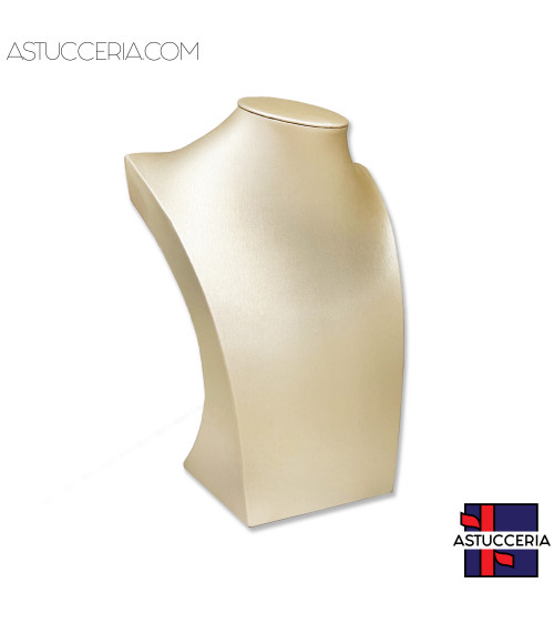 Espositore Per Collane Collo Busto Linea ELITE Altezza 25cm Similpelle Fibra Beige Oro
