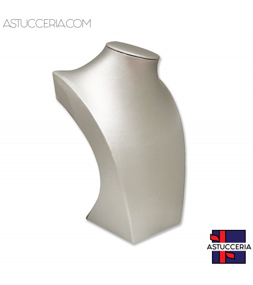 Espositore Per Collane Collo Busto Linea ELITE Altezza 25cm Similpelle Fibra Argento