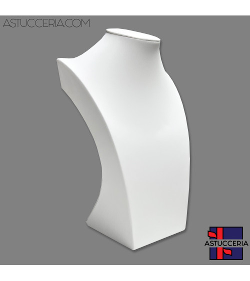 Espositore Per Collane Collo Busto Linea ELITE Altezza 35cm Similpelle Fibra Bianco