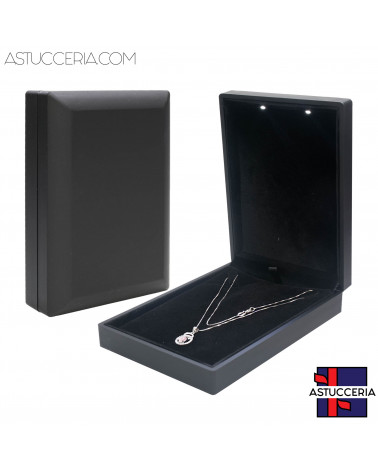 Astucci Per Gioielli Con Luce Linea TOLEDO 11x16x4,2cm 2 pezzi Collana Nero