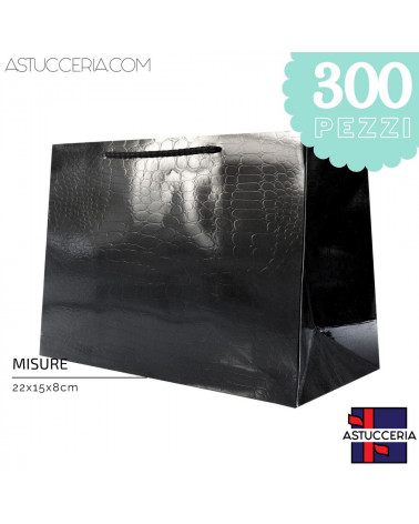 Busta Shopper Di Carta Linea CROCCO 22x15x8cm 300 pezzi Nero LOTTO STOCK
