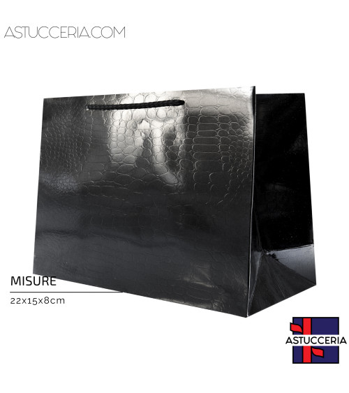 Busta Shopper Di Carta Linea CROCCO 22x15x8cm 12 pezzi Nero