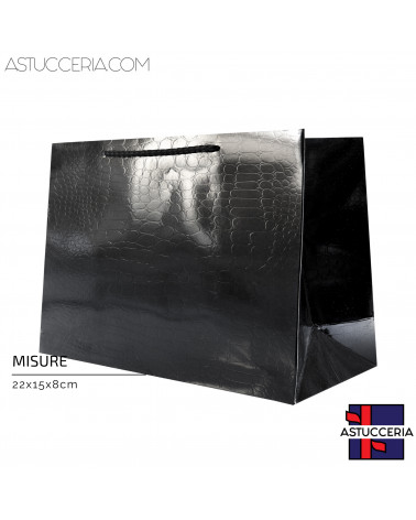 Busta Shopper Di Carta Linea CROCCO 22x15x8cm 12 pezzi Nero