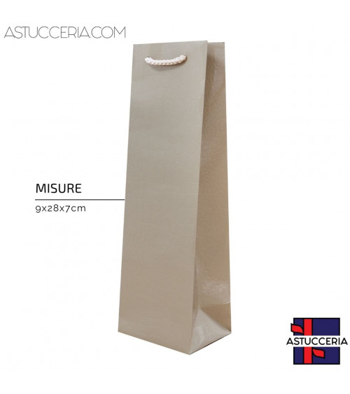 Busta Shopper Di Carta Linea CROCCO  9x28x7cm 12 pezzi Tortora
