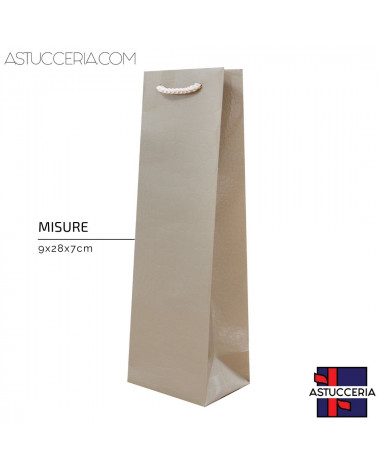 Busta Shopper Di Carta Linea CROCCO  9x28x7cm 12 pezzi Tortora