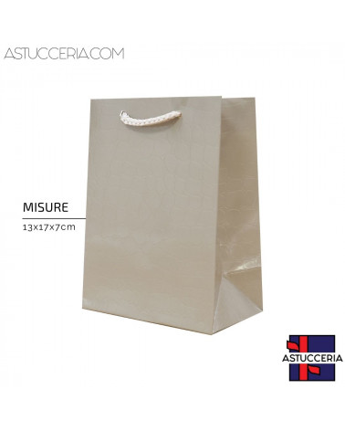 Busta Shopper Di Carta Linea CROCCO 13x17x7cm 12 pezzi Tortora