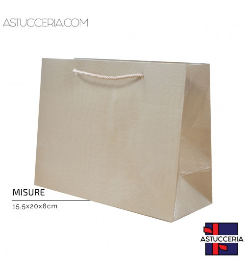 Busta Shopper Di Carta Linea CROCCO 20x15x8cm 12 pezzi Tortora