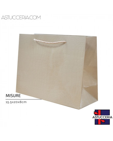 Busta Shopper Di Carta Linea CROCCO 20x15x8cm 12 pezzi Tortora