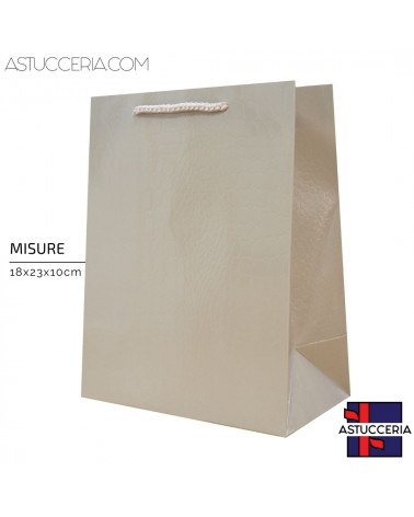 Busta Shopper Di Carta Linea CROCCO 18x23x10cm 12 pezzi Tortora