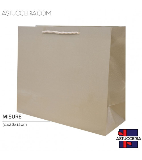 Busta Shopper Di Carta Linea CROCCO 31x26x12cm 12 pezzi Tortora