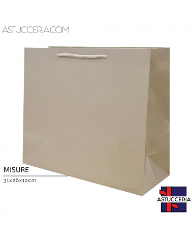 Busta Shopper Di Carta Linea CROCCO 31x26x12cm 12 pezzi Tortora