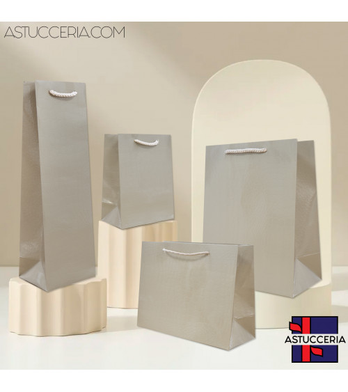 Busta Shopper Di Carta Linea CROCCO 20x15x8cm 12 pezzi Tortora