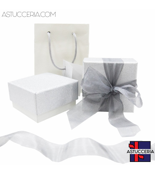 Astuccio In Cartoncino Linea MONTECARLO 90x90x40mm 24 pezzi Shopper Abbinata Argento
