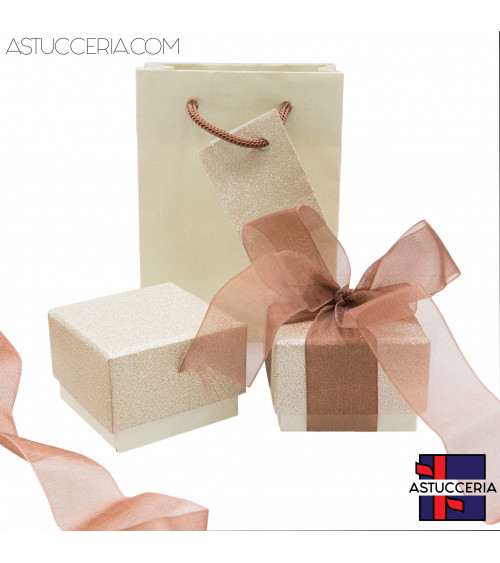 Astuccio In Cartoncino Linea MONTECARLO 55x55x40mm 24 pezzi Shopper Abbinata Oro