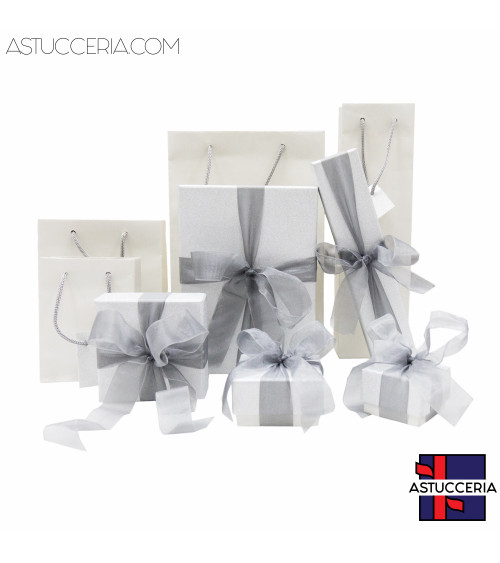Astuccio In Cartoncino Linea MONTECARLO 55x55x40mm 24 pezzi Shopper Abbinata Argento