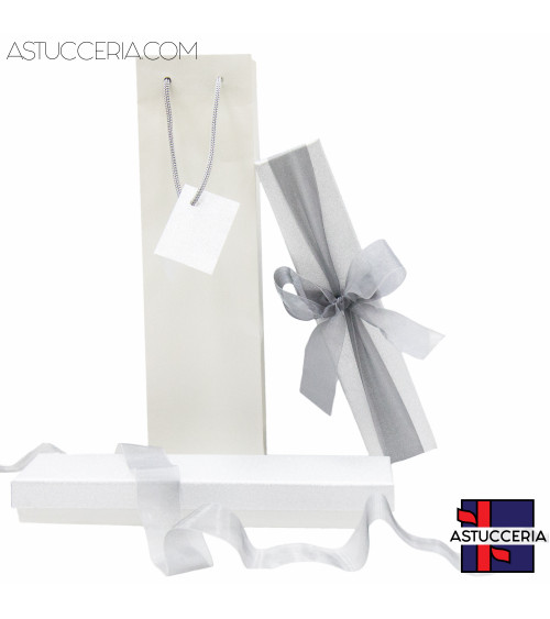 Astuccio In Cartoncino Linea MONTECARLO 222x45x30mm 12 pezzi Shopper Abbinata Argento