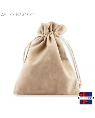 Sacchetti Regalo Di Velluto Doppio Laccio 12x15cm 20pz Beige