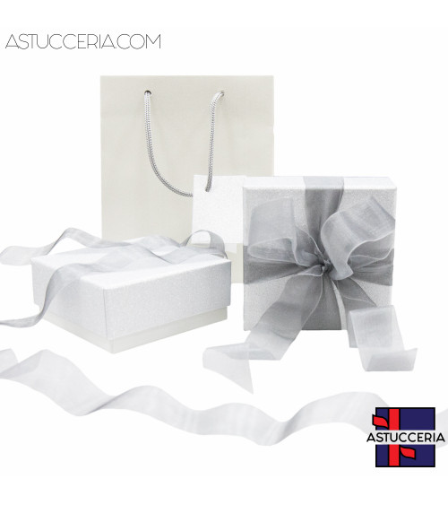 Astuccio In Cartoncino Linea MONTECARLO 90x90x40mm 24 pezzi Shopper Abbinata Argento