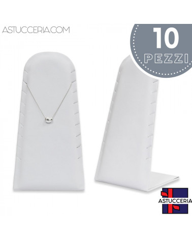 Espositore Per Collane Pannello A ''L'' Totem 11x21x9cm 10 pezzi Similpelle Bianco LOTTO STOCK