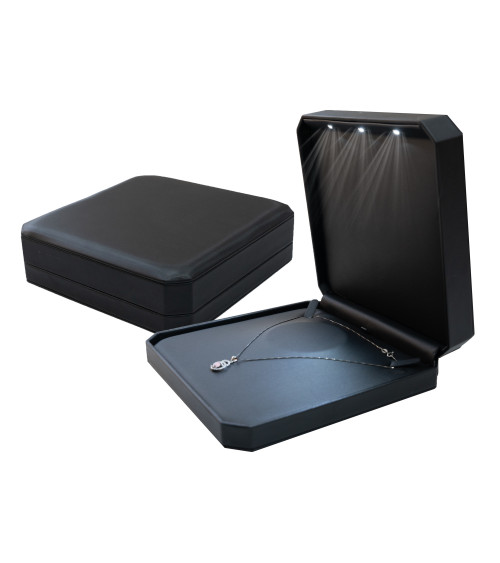 Astucci Per Gioielli Con Luce Linea TIVOLI 190x190x55mm Collana 3 pezzi Nero