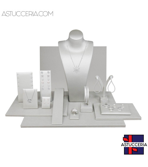 Vetrina Per Gioielleria Linea LUXURY 30x40x31cm 15 Pezzi Similpelle Fibra Argento