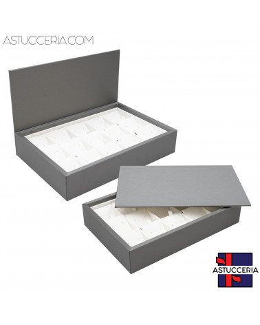 Vassoio Couvette Per Gioielli Linea TOP 260x175x50mm Similpelle Fibra 15 Pattine Argento