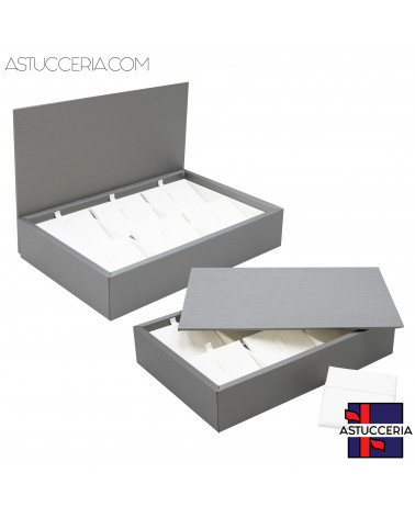 Vassoio Couvette Per Gioielli Linea TOP 260x175x50mm Similpelle Fibra 6 Pattine Argento