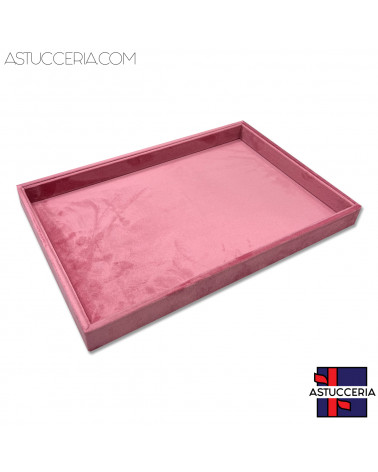Vassoio Couvette Per Gioielli Linea VELOUR 35x24x3cm  1 Scomparto Rosa (Modello Impilabile)