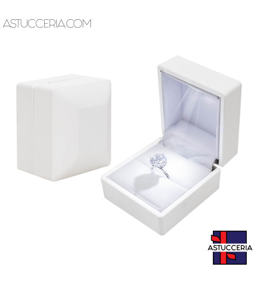 Astucci Per Gioielli Con Luce Linea TOLEDO 6x6,5x5cm 6 pezzi Anello Bianco