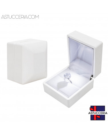 Astucci Per Gioielli Con Luce Linea TOLEDO 6x6,5x5cm 6 pezzi Anello Bianco