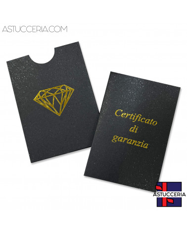 Certificato Di Garanzia Per Gioielli Libretto Con Custodia 58x80mm 50 pezzi Nero Brillantato