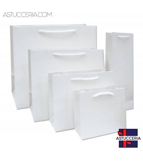 Busta Shopper Di Carta Linea CARRARA 26x22x12,5cm 12 pezzi Bianco