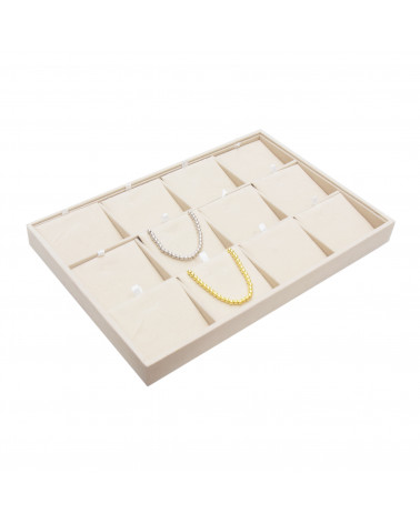Vassoio Per Gioielli Linea CLASSICO 35x24x3cm 12 Collane Microfibra Beige