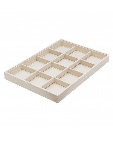 Vassoio Per Gioielli Linea CLASSICO 35x24x3cm 12 Scomparti Microfibra Beige