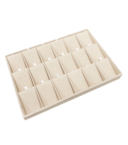 Vassoio Per Gioielli Linea CLASSICO 35x24x3cm 18 Collane Alcantara Beige