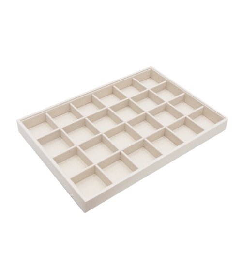 Vassoio Per Gioielli Linea CLASSICO 35x24x3cm 24 Scomparti Alcantara Beige