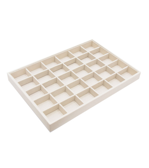 Vassoio Per Gioielli Linea CLASSICO 35x24x3cm 30 Scomparti Alcantara Beige