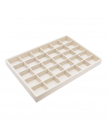 Vassoio Per Gioielli Linea CLASSICO 35x24x3cm 30 Scomparti Microfibra Beige